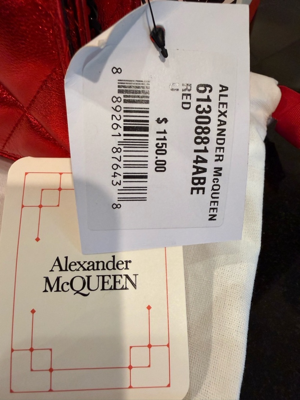 Alexander McQueen Metallic Red Quilted Skull-Accent Crossbody - Picture 5 of 8